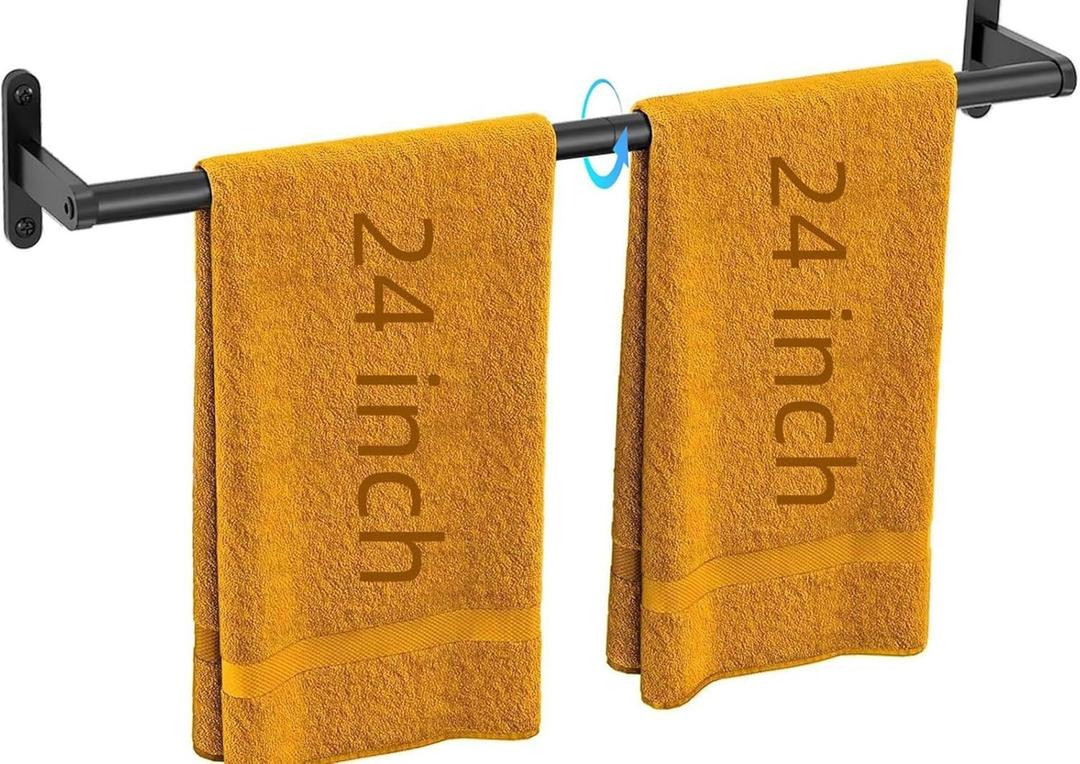 Towel Racks for Bathroom 24 Inch, Towel Bar for Bathroom Wall, Heavy Duty Bathroom Hand Towel Holder Organizer, Single Bath Towel Bar Wall Mounted, Matte Black