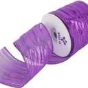 MEEDEE Purple Metallic Wired Ribbon 2.5 Inch Metallic Trim Crinkle Wired Ribbons Purple Ribbon for Gift Wrapping, Christmas Tree, Wreath Supplies, Large Bow Making (10 Yards) (Puprle)