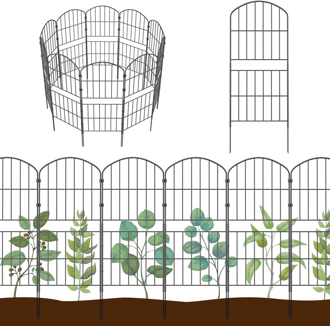 KIMAZO 32.5in (H) x 20ft (L) Tall Decorative Garden Fence - 14 Pack Garden Fencing, Rustproof Metal Wire Panel Border Animal Barrier for Dog, Flower Edging for Yard Landscape Patio Outdoor Decor