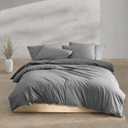 Calvin Klein - King Comforter Set, Modern Cotton Washed Percale Bedding with Matching Shams, Oeko-Tex Certified (Washed Percale Graphite, King)