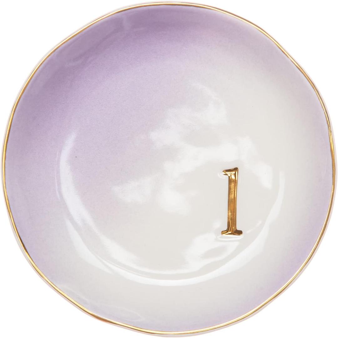 COLLECTIVE HOME - Ceramic Jewelry Tray, Decorative Trinket Dish for Rings Earrings Necklaces Bracelet Watch Keys, Birthday Mother's Day Christmas Gift for Women, 4.75", Colored Surface (L)