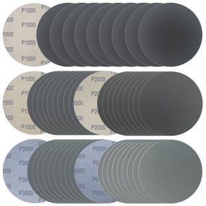 6 Inch 50 Pcs Wet Dry Sanding Discs Hook and Loop, 1000 1500 2000 3000 5000 Assorted Grit Waterproof Sandpaper Silicon Carbide for Random Orbital Sander, Automotive Wood Metal Polishing & Sanding