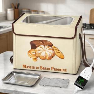 Bread Proofing Box with 3-Sided Heating, Electric Dough Proofer 68-131F & 99H Timer, Foldable Sourdough Proofer for Pizza & Fermentation, Large Capacity with Metal Rack & Water Tray