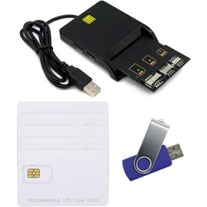 LTE Cards Program kit, SIM Card Tools & Accessories Include 1 SIM Card Reader + 5pcs programmable USIM Cards + 1 Mini Micro Nano sim Card Adapter kit + GRSIM Software Programer Tool