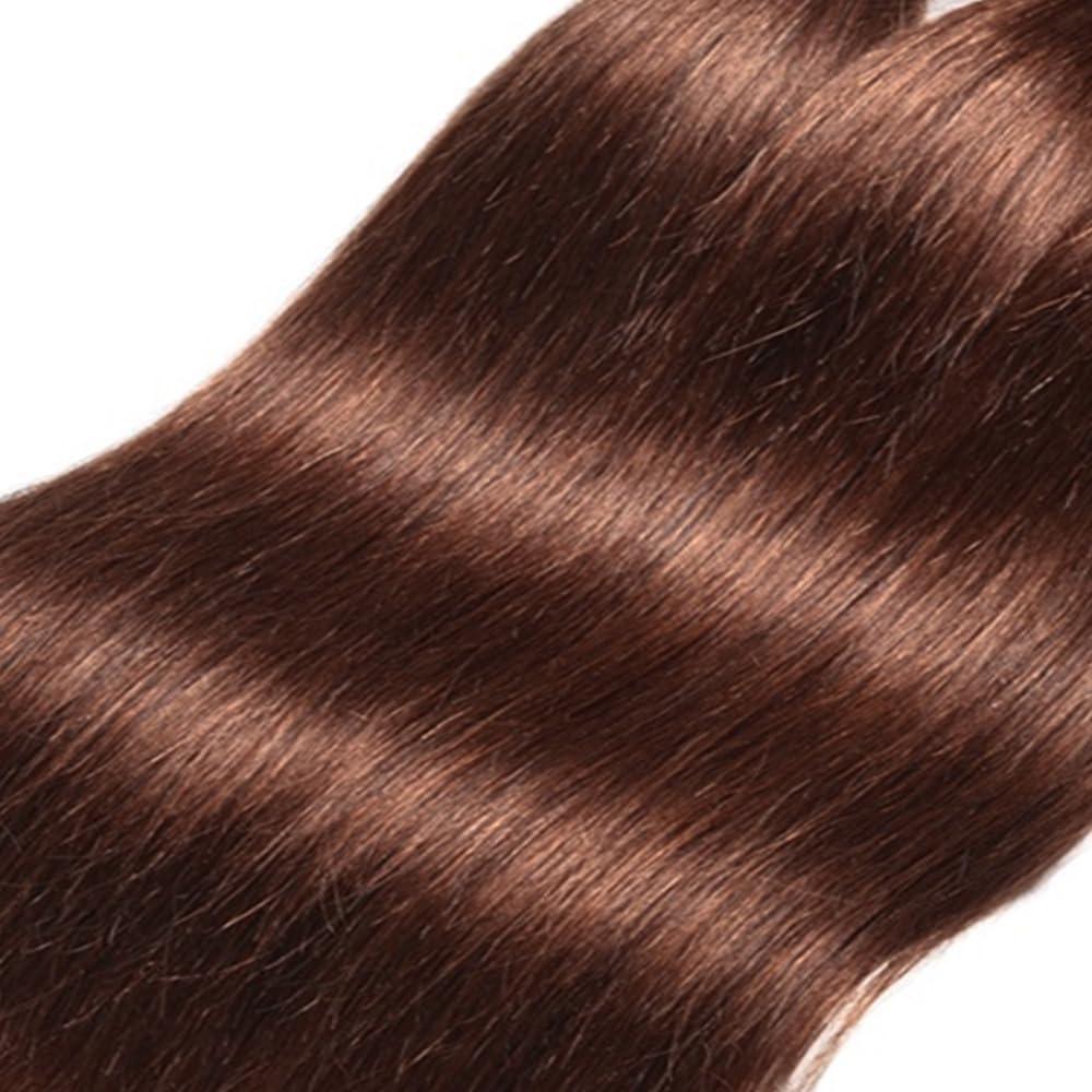 #4 Brown Bundles Human Hair Straight Bundles 28 28 28 Inch Chocolate Unprocessed Brazilian Virgin Hair 3 Bundle 50 Gram Per Bundle Deals Quick Weave Hair Extensions