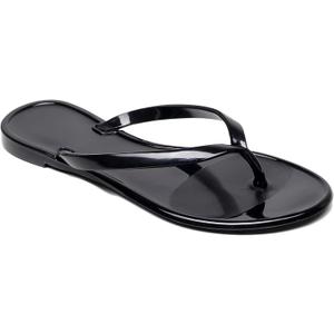 Women Flip Flops Jelly Shoes Thong Sandals Flat Slides Clear Jellies Pool Slippers Bathroom Summer Beach Size 8 Ladies Non Slip Dress Comfortable Quick Drying Soft (Black)