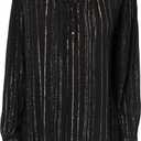 Velvet by Graham & Spencer Women's Lurex Stripes Lolita Blouse (Large, Black)