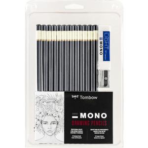 Tombow 51523 MONO Drawing Pencil Set, Assorted Degrees, 7-Pack. Professional Quality Graphite Pencil Set with Eraser and Sharpener