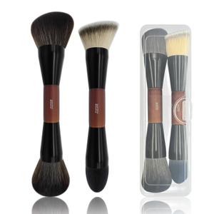 2 x Double Ended Foundation Brush & Blending Brush for Makeup, Soft, Dense Bristles for Sensitive Skin, Duo Blush Brush for Liquid, Powder, Cream, Blending,