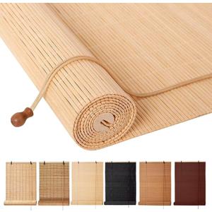 Bamboo Blinds, Easy to Install Bamboo Shades for Indoor Windows, Custom Sizes Roller Shades for Indoor Windows, Roll Up Blinds Indoor Outdoor Patio, 24"W x 40"H