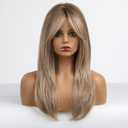 HAIRCUBE Long Layered Synthetic Hair Wigs for Women with Bang (Dark Blonde)