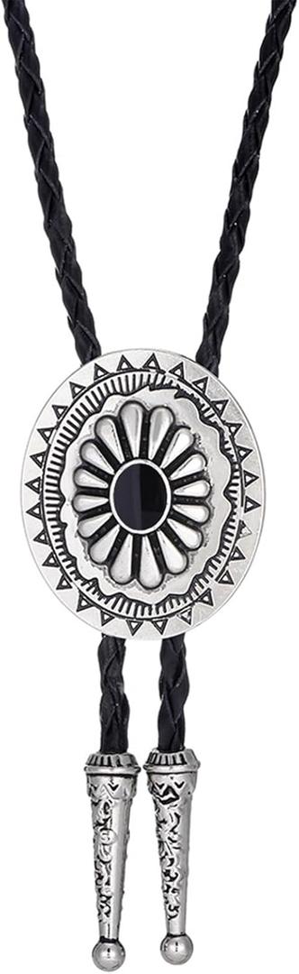 Turquoise Bolo Tie for Men, Leather Braided Necktie Western Cowboy Bola Tie Costume Accessories for Men Women