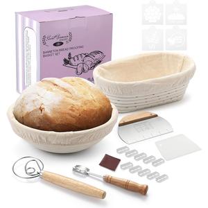 Saint Germain Bakery Premium Round Bread Banneton Basket with Liner - Perfect Brotform Proofing Basket for Making Beautiful Bread (10 in. Round / 10 in. Oval))