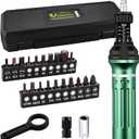 Uharbour Torque Screwdriver 10-60 in.lb, Torque Screwdriver Set with 1/4" Elastic Bit Holder, 1/4" Bit Adapter, Flat, Hex, Torx and Philips Bits, Suitable for Gunsmithing, DIY, Bicycle Maintenance