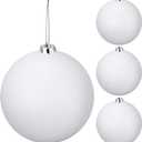 Liliful 4 Pcs Large Outdoor Christmas Ornaments Plastic Jumbo Fillable Balls Ornament Big Xmas Tree Hanging Decoration for Home Outside Holiday Lawn Yard Party (Glitter White)
