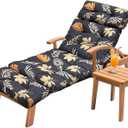 Outdoor Chaise Lounge Chair Cushion 75.1 x 23.6 x 4.7in, Waterproof Replacement Cotton Patio Thickened Pool Lounge Chair Cushion with Ties for Patio Outdoor Furniture,Autumn Leaves
