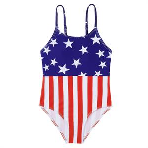 Zando Toddler One Piece Swimsuits Girls Beach Bathing Suit Kids Cute Swimwear Quick Dry (4-5T, American Flag)