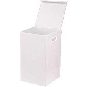 Simple Houseware Foldable Laundry Hamper Basket with Lid, White