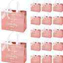 CHENGU 50 Pcs Thank You Gift Bags Thank You for Celebrating with Us Wedding Gift Bag Welcome Bag Birthday Glossy Tote Ribbon Reusable Bag for Hotel Guest Bachelorette Party Bridal Shower (Rose Gold)