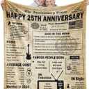 25th Anniversary Blanket Gifts Gift for 25th Silver Wedding Anniversary 25 Years of Marriage Gifts for Couple Wife Husband Dad Mom Parents Back in 2000 Throw Blanket 60Lx50W Inch