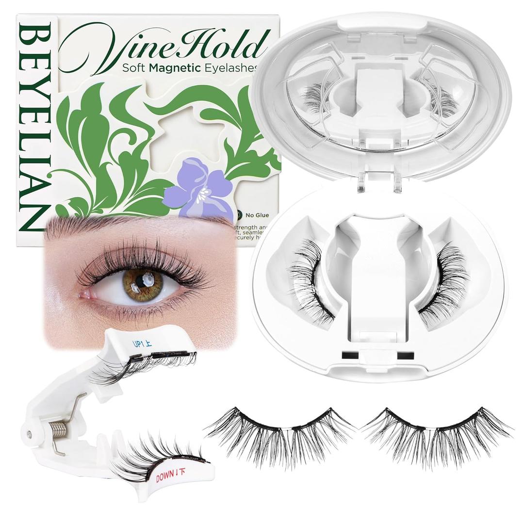 BEYELIAN Magnetic Eyelashes with Applicator, Upgrade Soft Magnetic Lashes Portable Magnetic Eyelashes Natural Look, Reusable, No Glue Needed Fales Eyelashes JH068 (All-In-One & Comfortable)