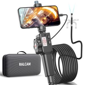 Ralcam Articulating Borescope, Industrial Endoscope Inspection Camera for Android and iOS Smartphone, 8.5mm HD 1080P with 10FT Semi Rigid Cable