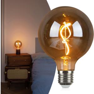 OMED Decorative Globe Large Oversized LED Edison Light Bulb, G125/G40 E26 Dimmable Smoke Grey Round Vintage Mirror Reflective Bulb, 40W 2200K 150LM Warm White Pendant Bulb for Bedroom, Kitchen Island
