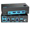 8K Dual Monitor KVM Switch Dual HDMI 2.1 2 Monitors 2 Computers 2 in 2 Out 4 Port USB 3.0 8K@60Hz/4K@120Hz KVM Switches Wired Desktop Controller & 2 USB 3.0 Cables Included