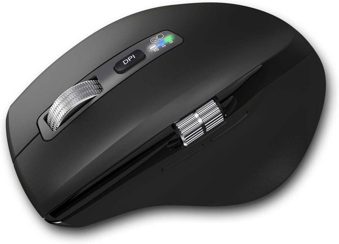 Wireless Bluetooth Side Scroll Mouse with Multi-Device, Ergonomic Computer Mice with Smart Flying Scroll, Quiet Click for Computer, Laptop, iPad, Tablet, MacBook (Black)