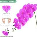 M METERXITY 1-Pack Artificial Orchid Flowers 9 Large Petals 37 Inch Faux Phalaenopsis Silk Bouquets Real Touch Dark Purple Fake Orchids for Home/Wedding/Christmas/Party/Garden Office