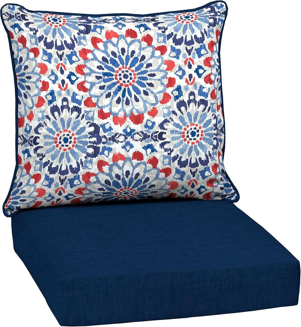 Arden Outdoor Deep Seat Cushion Set, 24 in x 24 in, Weather-Proof, Rain-Proof, Fade Resistant Patio Cushion for Chair, Sofa, and Couch Clark Blue
