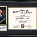 GMFrames Class of 2025 2026 Diploma Frame with Tassel Holder for 8.5x11 Certificate and 5x7 Photo,Solid Wood,Tempered Glass,Black over Gold Mat