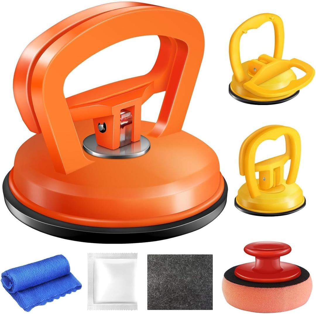 Dent Puller, Car Dent Puller 3 Pack Dent Remover Tool Dent Removal Kit for Car Suction Cup Dent Puller and Dent Repair Kit for Car Body,Screen,Tiles Lifting,Objects Moving (Yellow+Orange+Black)