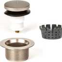 PF WaterWorks Toe Touch (Foot Actuated) Bath Tub Drain Assembly with Gasket - Coarse Thread 11.5 Threads Per Inch - Free Hair Catcher/Strainer;Brushed Nickel; PF0920-BN-TT-C