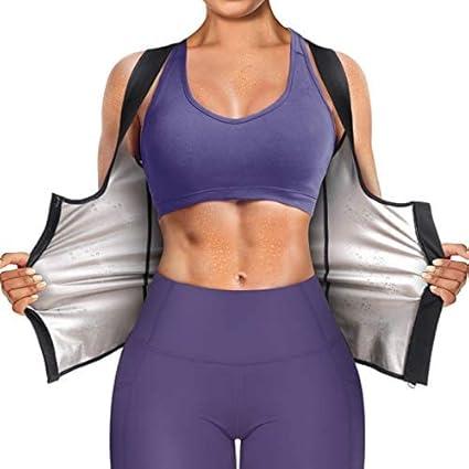 Junlan Sauna Suit for Women Waist Trainer Vest Sweat Tank Top Shaper for Women with Zipper (Black, X-Large)