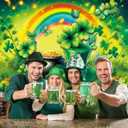 Happy St.Patrick's Day Photo Backdrop Irish Shamrock Rainbow Photography Background St. Patrick's Day Party Decoration Supplies (8x6FT240x180cm)