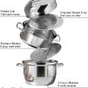 VENTION 3 Tier Steamer Pot Stainless Steel 13.4 Inch, Large Induction Steamer for Cooking Tamales 14.7 Qt, 34cm Steam Pot for Dumplings and Vegetables