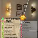 Battery Operated Wall Sconces Set of 2, 330 Rotation 3000K-6000K Dimmable Wireless Wall Sconce with Clear Glass Gold 10400mAh USB Rechargeable Wall Lights with Remote Bulbs Included 2 Pack