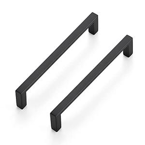 Ravinte 10 Pack Matte Black Cabinet Pulls, 5 Inch (128mm) Hole Center Slim Kitchen Handles, Square Drawer Pulls for Cabinets & Cupboards, Hardware