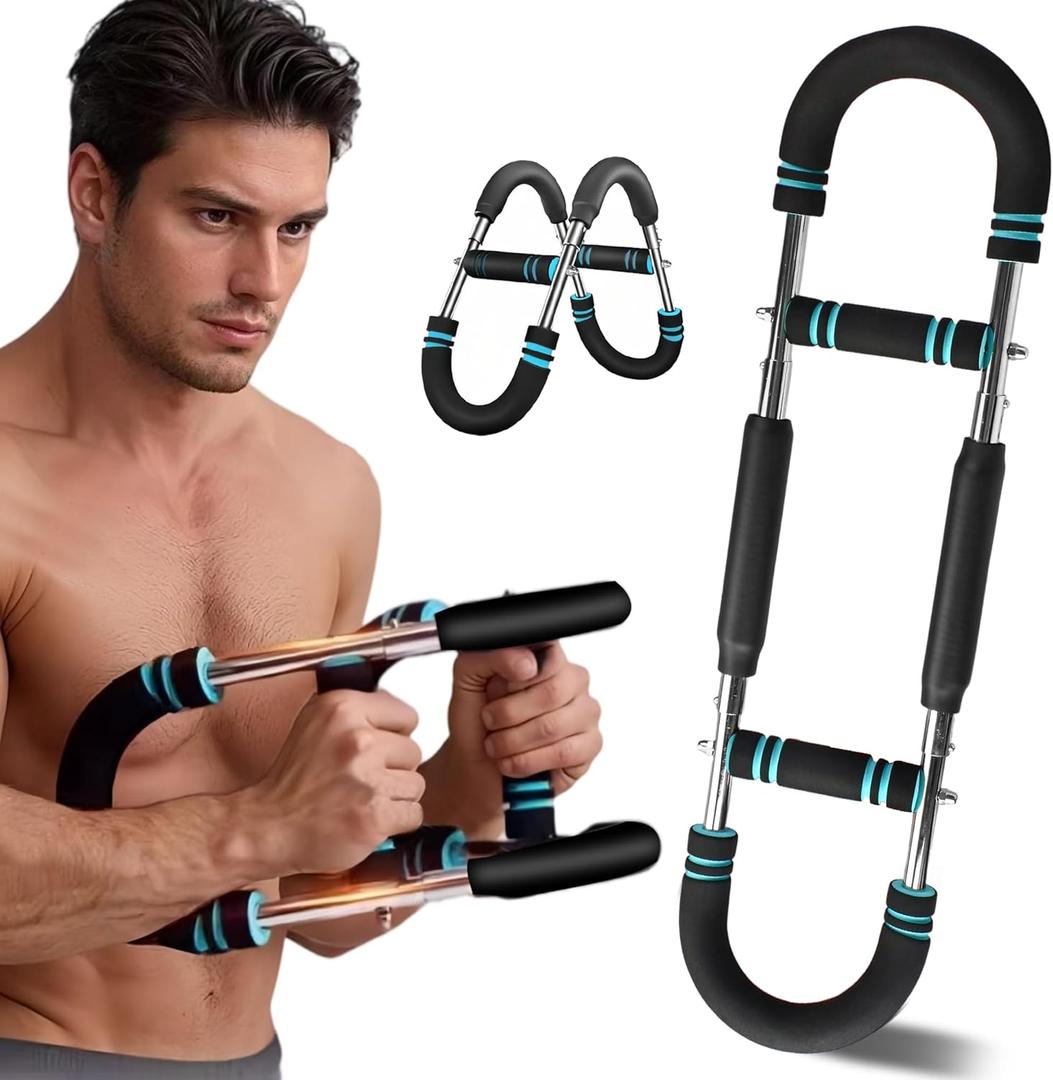 Twister Arm Trainer, 60-110lb Adjustable Chest & Arm Muscle Trainer for Men, Forearm Strengthener Shoulder Arm Exercise Equipment, Chest Workout Bar Portable Arm Exerciser for Home Fitness (BLUE)