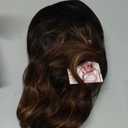 AISI HAIR 14 Inch Brown with Blonde Highlight Wigs for Women - Shoulder Length Wave Wig with Pre-Cut Lace Hairline, Middle Part Natural Wavy Bob Synthetic Heat Resistant Fiber for Daily and Party