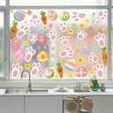 4 Sheets Easter Window Clings Colorful Egg Carrot Window Decals Holiday Windows Decoration Easter Rabbit Footprints Electrostatic Windows Stickers for Home School Shop Glass Display Party Supplies (907)