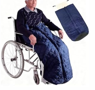 Sqodok Wheelchair Warm Blanket, Lightweight Cozy Lap Blanket with Zipper, Outdoor Windproof Fleece Lined Warm Cover for Adults Elderly Leg and Lower Body, Universal Fit Manual Powered Wheelchair, Blue 