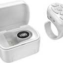 3-in-1 Wireless Mobile Selfie Cell Phone Remote Ring, Video Scroll, Shutter and Holder, with Charging Compartment, 10 Metre Remote Control, Compatible with iPhone, iPad, Android (White)