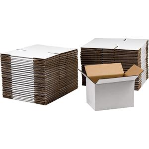 50 Pack 6x4x4 Inches Shipping Boxes, Small Corrugated Cardboard Boxes for Mailing and Packing, White