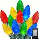 Dazzle Bright C9 Christmas String Lights, 100 LED 66 FT Waterproof Connectable Green Wire Fairy Lights, Christmas Lights for Indoor Outdoor Home Yard Xmas Tree House Decorations (Multi-Colored)