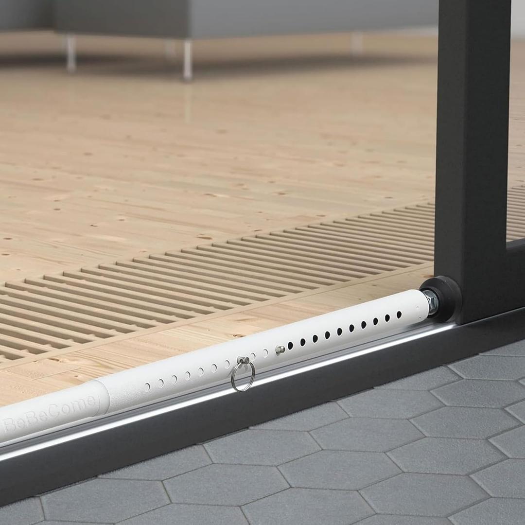BeBecome Sliding Door Security Bar17-50 inch Adjustable Patio Door Security Bar with Rubber Tips Apartment Bedroom Bottom of Door Heavy Duty Interior White