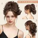 CJL HAIR Claw Clip Short Ponytail Hair Extensions DIY Bendable Metals Messy Bun Hair Piece for Wonen Wavy Curly Synthetic Fake Hairpieces False hair Red Vino