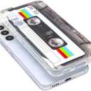 FAteamll Case for Galaxy S22 Shockproof Scratchproof with TPU Soft Bumper Retro Cassette Tape Case Compatible with Samsung Galaxy S22