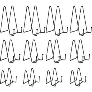 Kruodop 12 Pack Plate Stands for Display, 6 Inch 4 Inch 3 Inch Plate Holder Display Stand, 3 Size Metal Frame Holder Stands for Book, Pictures, Photo Easel, Tabletop Art